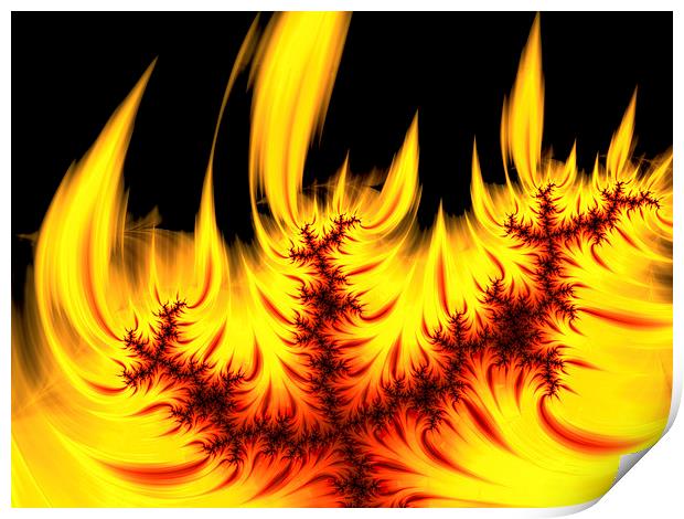 Fractal fire burning hot Print by Matthias Hauser
