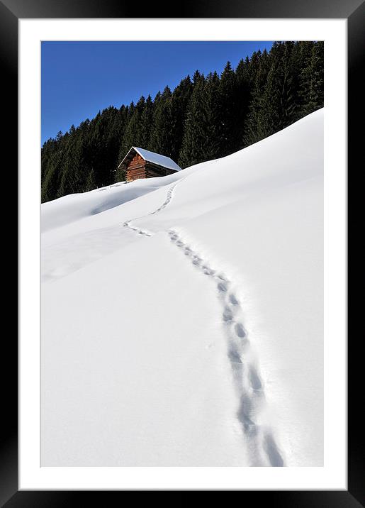 Foot prints in the snow Framed Mounted Print by Matthias Hauser