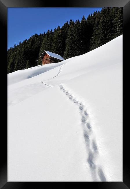 Foot prints in the snow Framed Print by Matthias Hauser