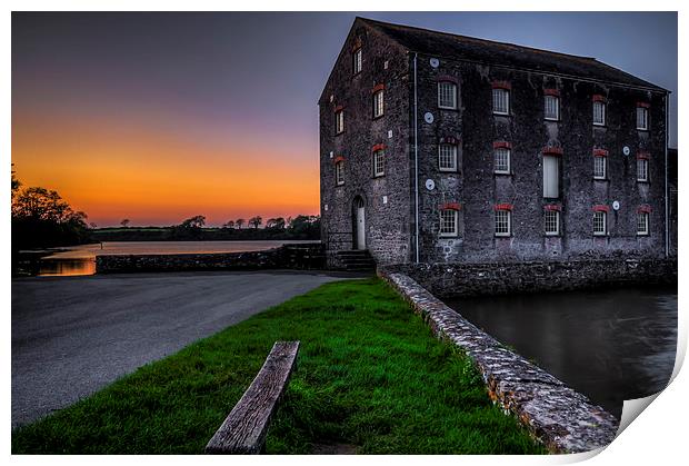 Carew Tidal Mill At Sunset Print by Steve Purnell