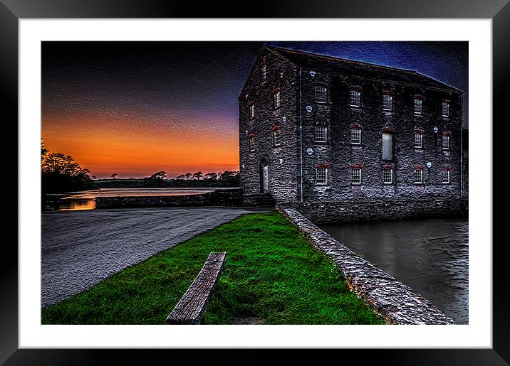 Carew Tidal Mill At Sunset Textured Framed Mounted Print by Steve Purnell
