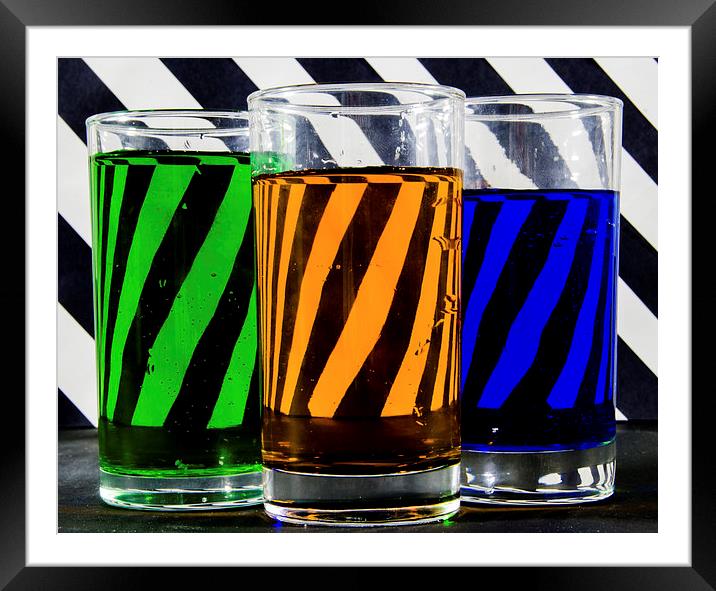 Coloured Water & Stripes Framed Mounted Print by Jade Wylie