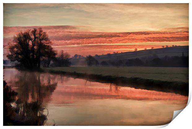Sunrise over the River Culm Print by Pete Hemington