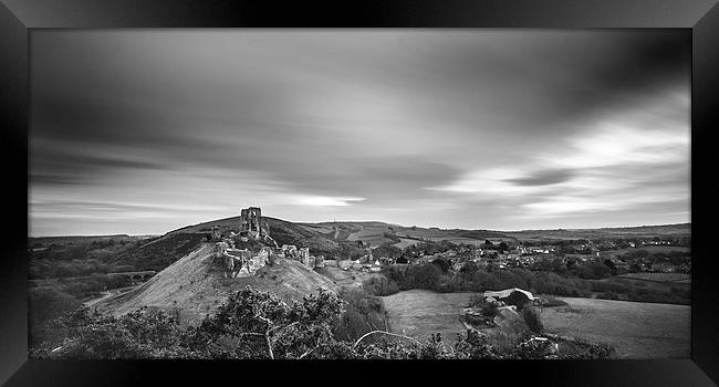 Corfe Castle Under The Clouds Framed Print by Kevin Browne