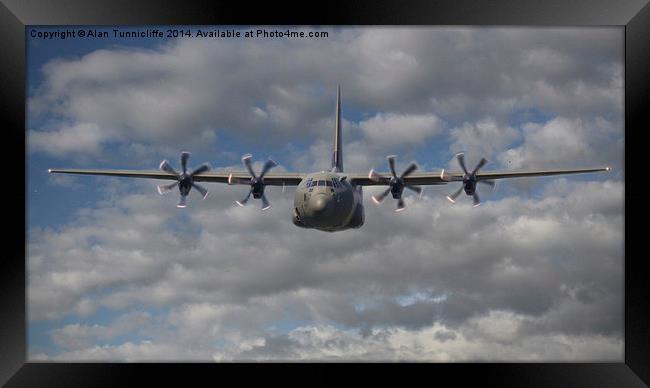 Mighty hercules in flight Framed Print by Alan Tunnicliffe