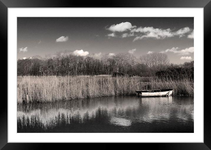 Lonely Rowing Boat Framed Mounted Print by Steve Hardiman