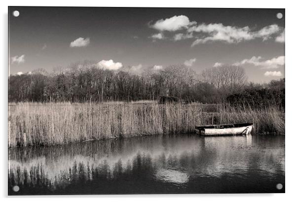 Lonely Rowing Boat Acrylic by Steve Hardiman