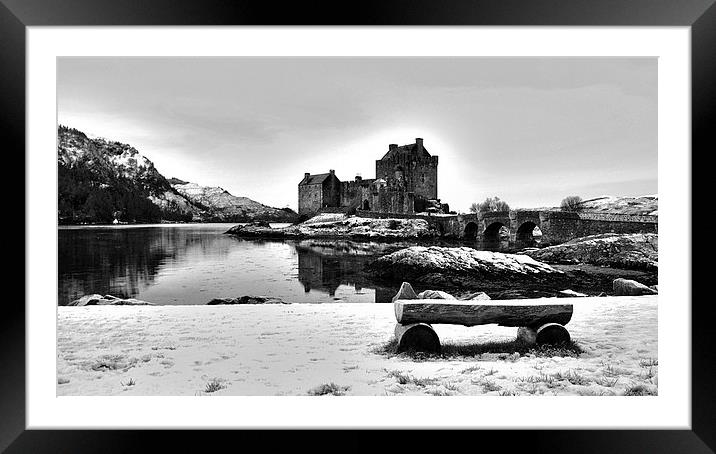 Eilean Donan Castle in Black and White Framed Mounted Print by Heather Wise