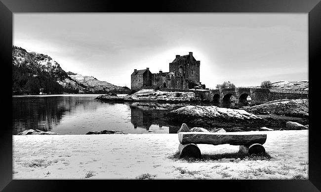 Eilean Donan Castle in Black and White Framed Print by Heather Wise