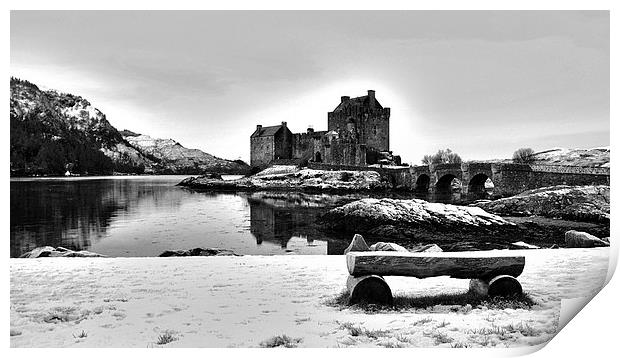Eilean Donan Castle in Black and White Print by Heather Wise