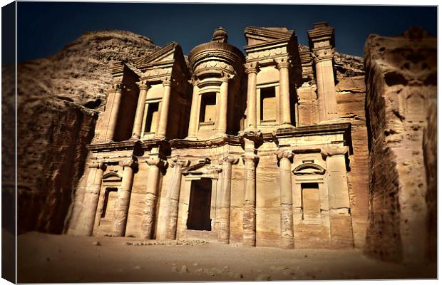 Monastery Temple in Petra Jordan Canvas Print by Heather Wise