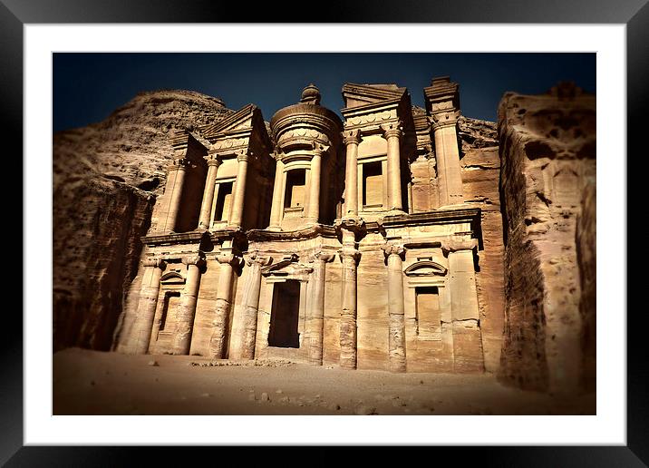 Monastery Temple in Petra Jordan Framed Mounted Print by Heather Wise