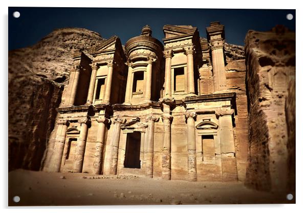 Monastery Temple in Petra Jordan Acrylic by Heather Wise