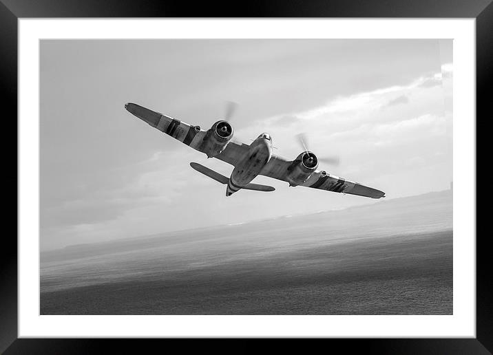 Bristol Beaufighter TF X black and white version Framed Mounted Print by Gary Eason