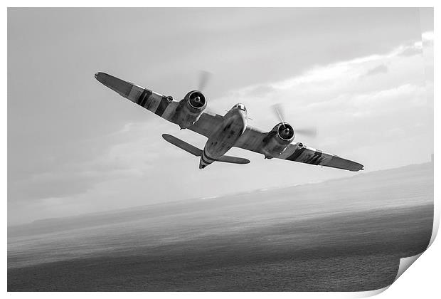 Bristol Beaufighter TF X black and white version Print by Gary Eason
