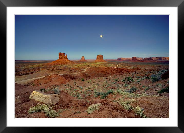 Moonlight over Monument valley Framed Mounted Print by Rob Hawkins