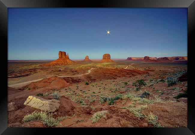 Moonlight over Monument valley Framed Print by Rob Hawkins