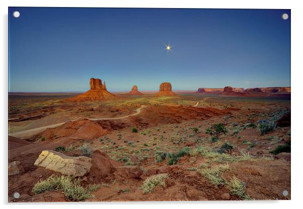 Moonlight over Monument valley Acrylic by Rob Hawkins
