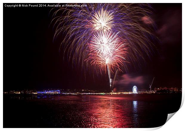 Fireworks at Weston-super-Mare Print by Nick Pound