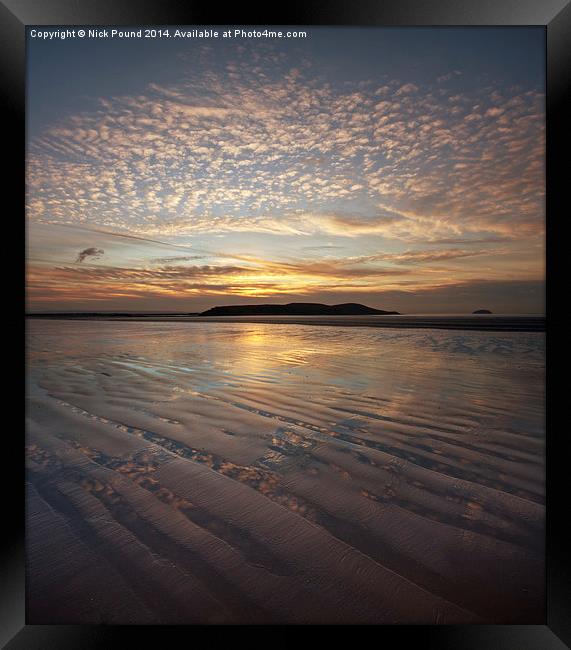 Sunset and Rippled Sand Framed Print by Nick Pound