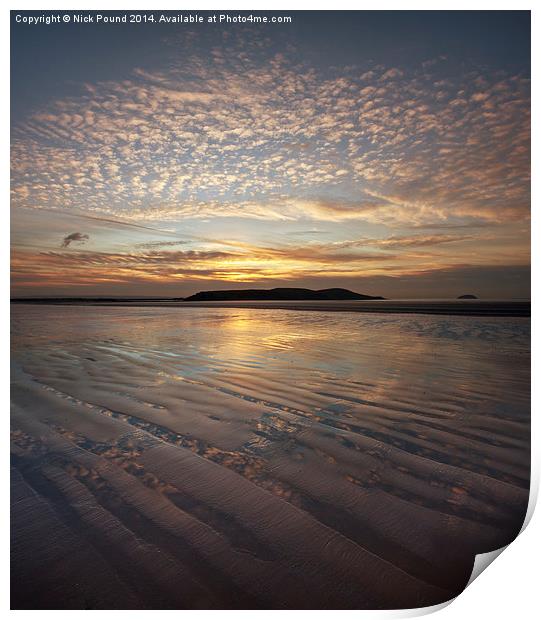 Sunset and Rippled Sand Print by Nick Pound