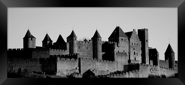 La Cité, Carcassonne, Aude, Languedoc, France BW Framed Print by Peter Bundgaard Kris
