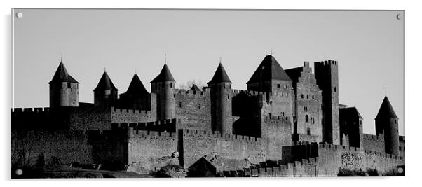 La Cité, Carcassonne, Aude, Languedoc, France BW Acrylic by Peter Bundgaard Kris