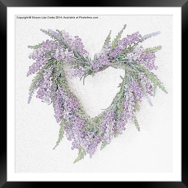 Lavender Heart Framed Mounted Print by Sharon Lisa Clarke