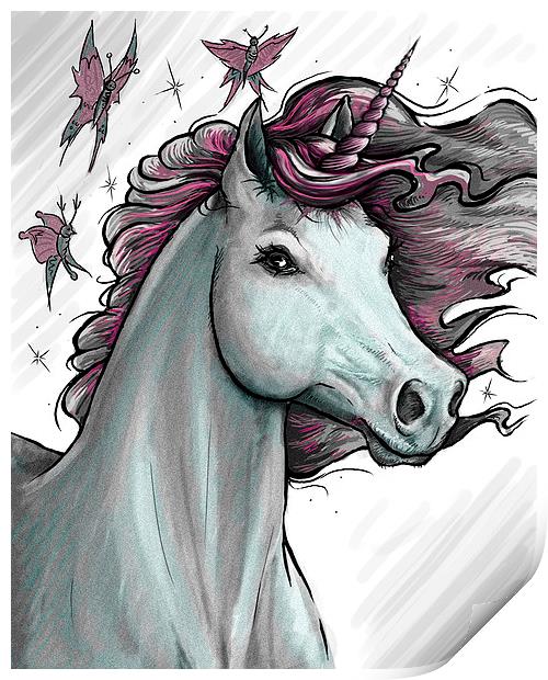 Unicorn & Butterflies Print by Heather Wise