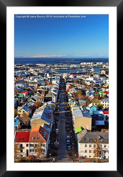 Reykjavik Cityscape Framed Mounted Print by Jasna Buncic