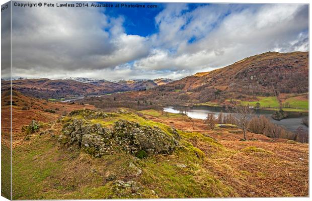 View over Rydal Water towards Grasmere Canvas Print by Pete Lawless