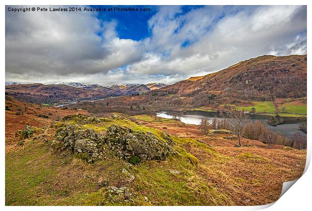 View over Rydal Water towards Grasmere Print by Pete Lawless