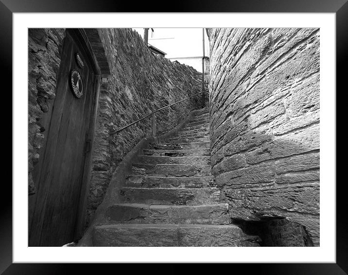 Black and White, Stairs, Devon Framed Mounted Print by Sam Hay