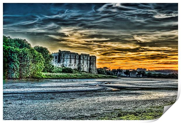 Carew Castle Sunset 4 Print by Steve Purnell