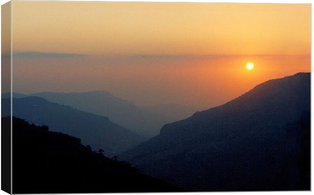 Sunset from the Chouf Canvas Print by Jacqueline Burrell
