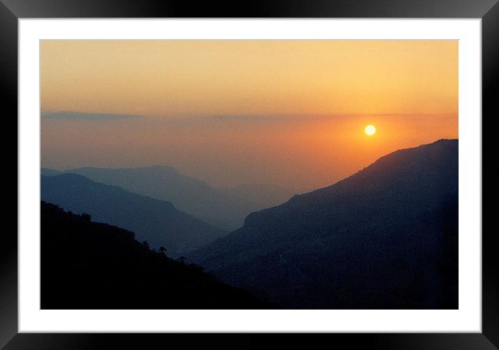 Sunset from the Chouf Framed Mounted Print by Jacqueline Burrell
