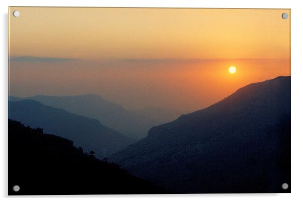 Sunset from the Chouf Acrylic by Jacqueline Burrell