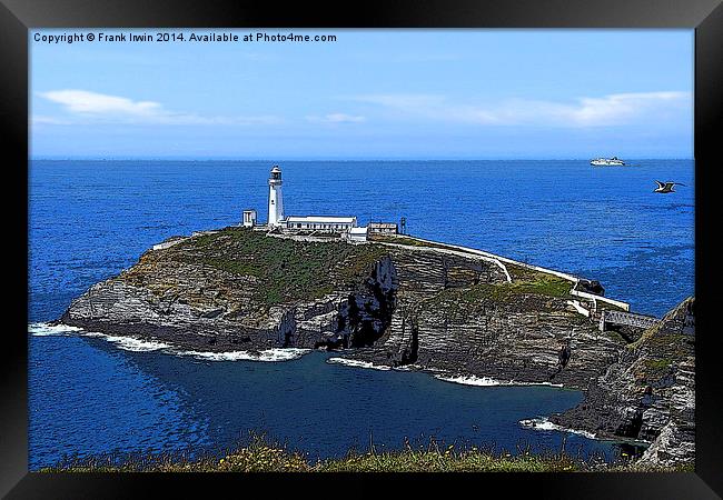 South Stack Island & lighthouse, Anglesey Framed Print by Frank Irwin