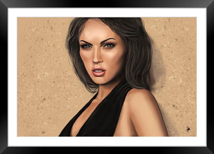 Megan Fox Portrait Framed Mounted Print by Heather Wise