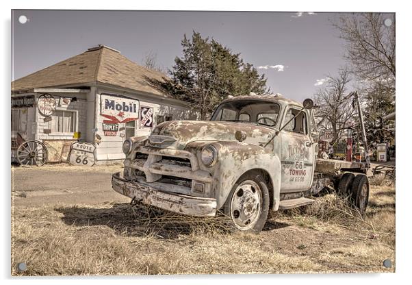Tucumcari Tow Truck Acrylic by Rob Hawkins