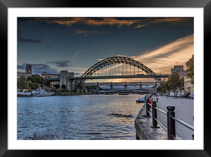 Dusk on the River Tyne Framed Mounted Print by Trevor Kersley RIP