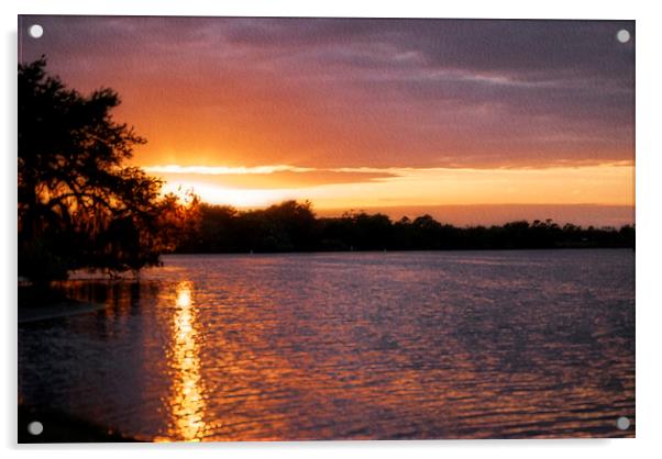 Sunset at Franklin Locks Acrylic by Judy Hall-Folde