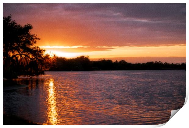 Sunset at Franklin Locks Print by Judy Hall-Folde