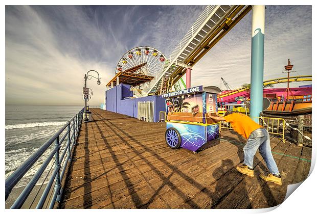 Pushing on the pier Print by Rob Hawkins