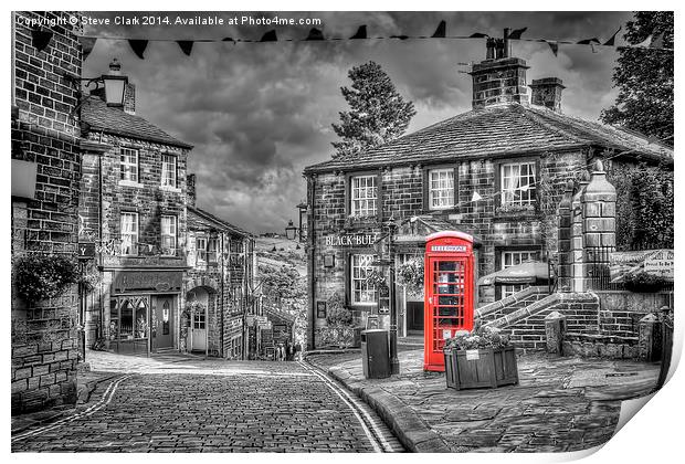 Haworth - Red Telephone Box Print by Steve H Clark