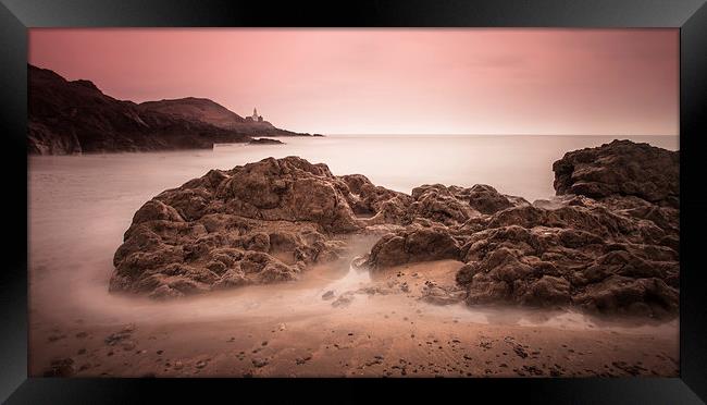 Mumbles lighthouse Swansea Bay Framed Print by Leighton Collins