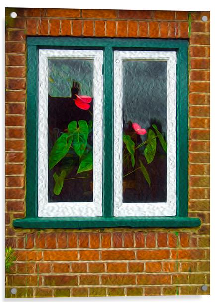 Though The Window Acrylic by Clive Eariss