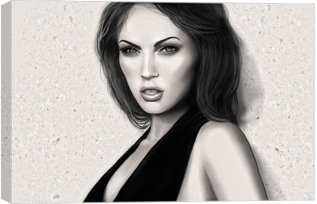 Megan Fox HDR Portrait in Black and White. Canvas Print by Heather Wise