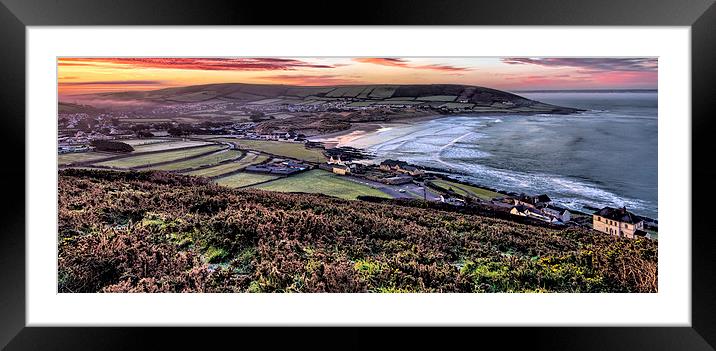 Croyde Bay panorama Framed Mounted Print by Dave Wilkinson North Devon Ph