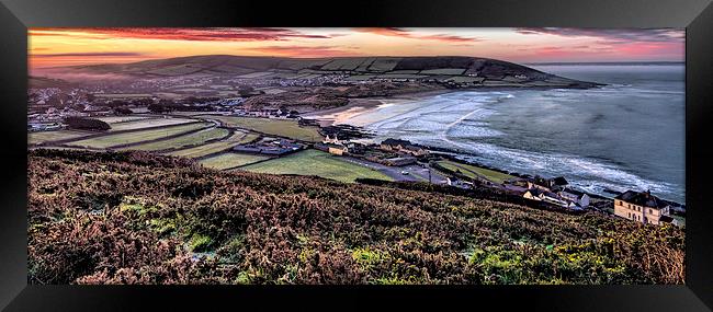 Croyde Bay panorama Framed Print by Dave Wilkinson North Devon Ph